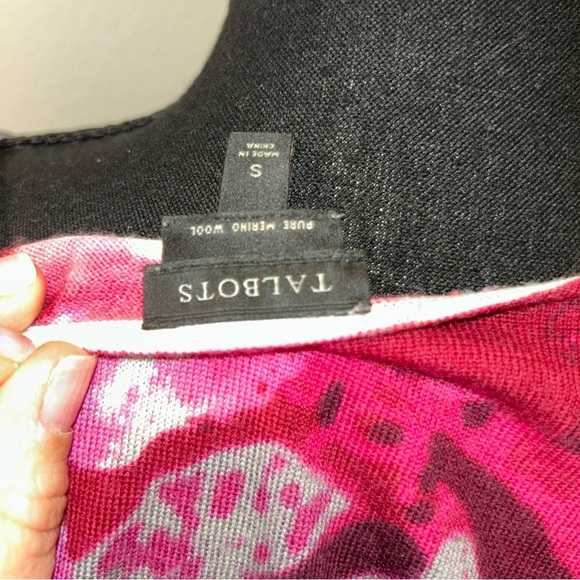 Floral Print Women's Top Merino Wool Talbots Small Lightweight - Picture 5 of 9